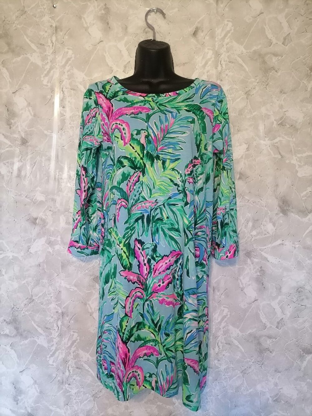 Lilly Pulitzer Sophie Porto Blue In The Trees Dress Womens S 100% Pima Cotton